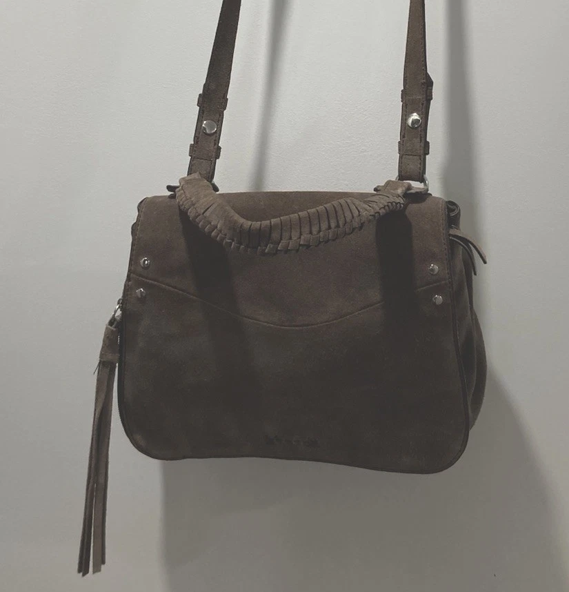 Elizabeth and James серо-коричневый замшевый через плечо/сумка ручки сумка средний разделитель - Изображение 2 из 4