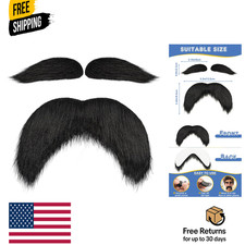 Fake Mustache  Eyebrows Set, Self Adhesive, Novelty, Black