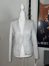 Calvin Klein Women s Gray White Tweed Open Blazer 2P Office Business NWT Career