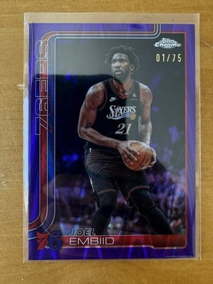 Topps Chrome 2025-26 Chrome Update Joel Embiid #42 Purple Raywave 01/75