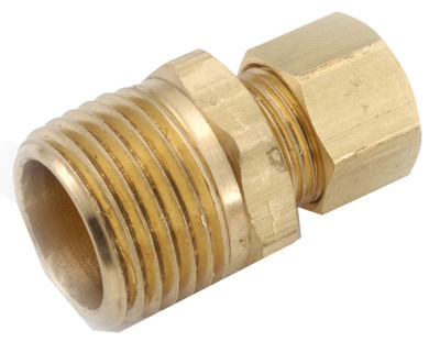 Brass Connector, 1/4-In. Compression x 1/4-in. Male Pipe Thread -750068-0404