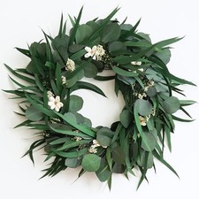 16" Preserved Eucalyptus Wreath - Handcrafted Natural Dried Flower Wreath with