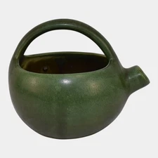 Hampshire Early 1900s Antique Arts And Crafts Pottery Matte Green Pitcher Teapot