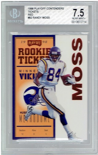 Randy Moss [Autographed Red] #92 1998 Playoff Contenders Ticket card