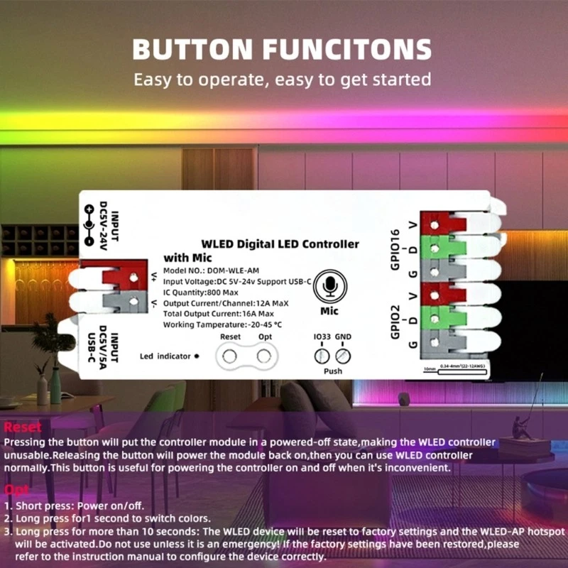 Small LED Lighting Controllers with Sound Activation for Music Synchronization - Bild 4 von 4