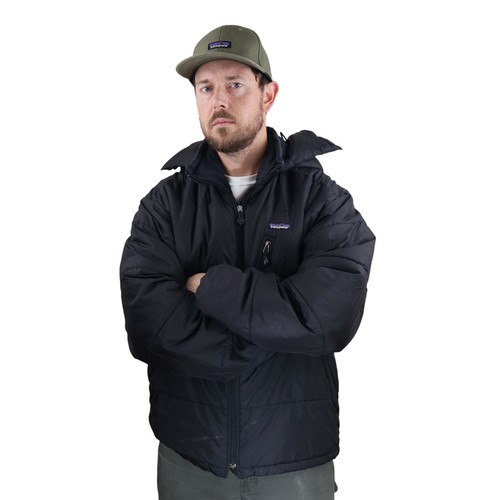 Vintage Patagonia Das Parka Puff Puffer Jacket Mens L Black Hood Insulated Coat