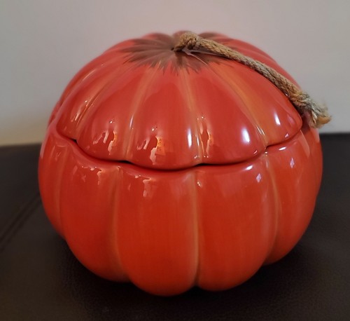 Vintage FTD Halloween Herbst Ernte Kürbis Keramik Keks/Süßigkeiten Dose