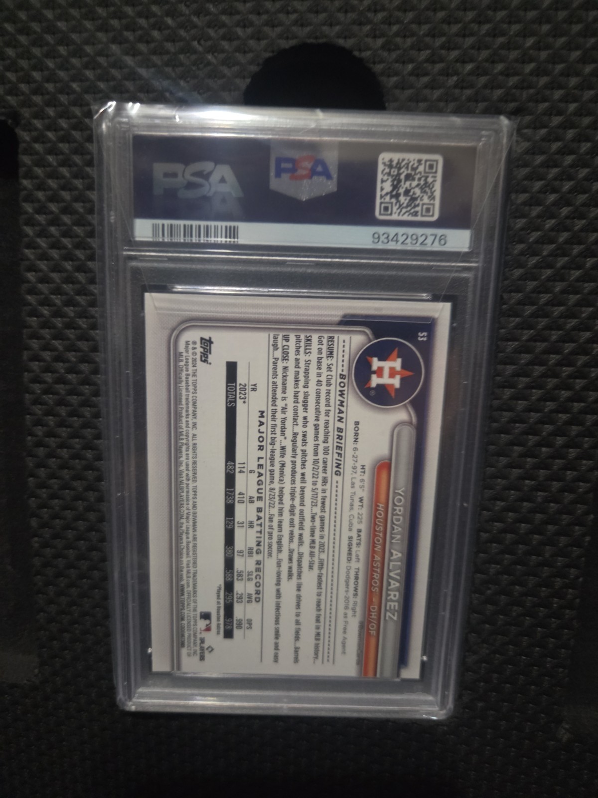 2024 Bowman - Yordan Alvarez #53 Orange Border /25 view 2