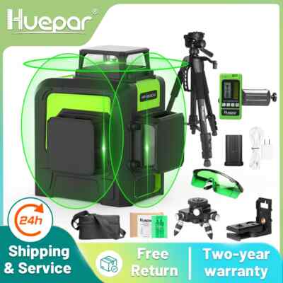 12 Lines 3D Cross Line Laser Level Kit Green Laser Beam Self-Leveling 360