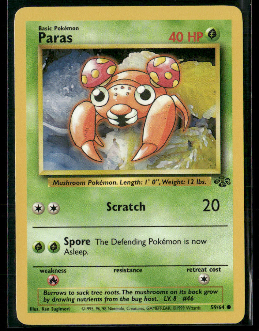 1999 Pokemon Trading Card Game Paras Holo Rare #59/64