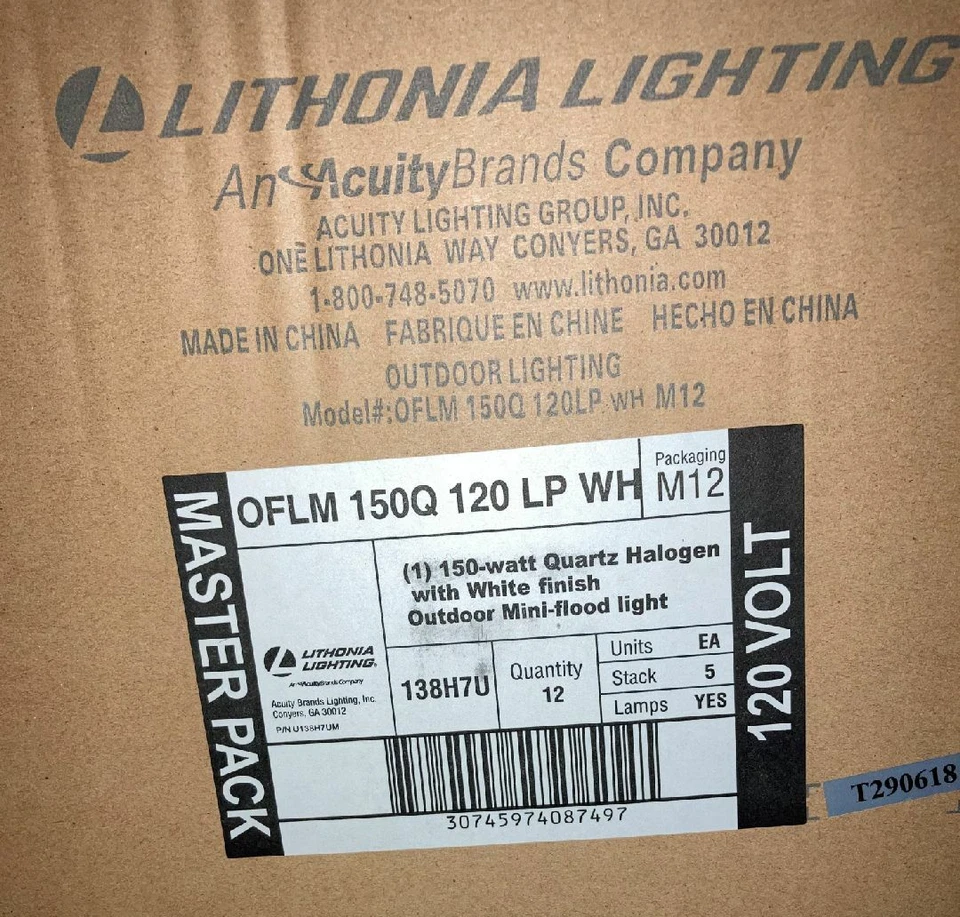 Wall-Mount Outdoor White Mini Flood Light by Lithonia Lighting OFLM 150Q 120 LP - Image 2 of 2