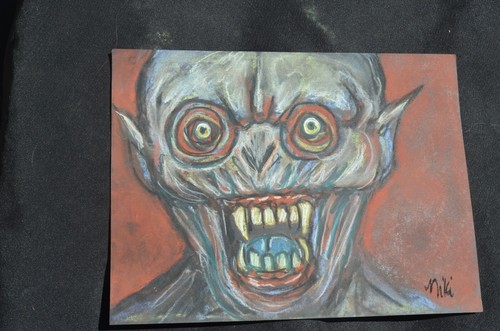 Original Art Horror Ghoul Pastel Black Paper Nicole Swanbeck 9x12"