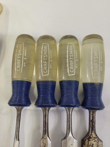 4 set Craftsman Chisels 9 36866,VTG Crown logo with pack,tools,1/4,1/2,3/4,1" - Picture 9 of 11