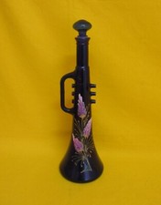 ✅ BOTTIGLIA A TROMBA DA COLLEZIONE ANNI 60 IN VETRO DIPINTA VINTAGE - 1641