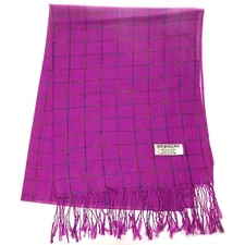 Pashmina Purple Squares Scarf 27x68 Wrap Shawl Stole Lightweight Holiday Gift