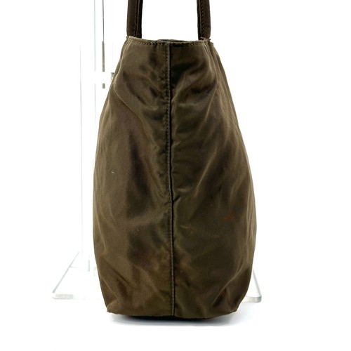 PRADA Tote Bag Nylon Khaki olive Plate Authentic - Picture 5 of 18