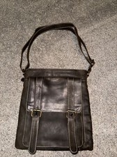 American Bison Messenger Dark Brown Genuine L...