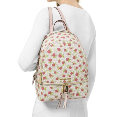 Michael Kors Rhea Zip Medium Backpack Vanilla Multi Color  display picture 1