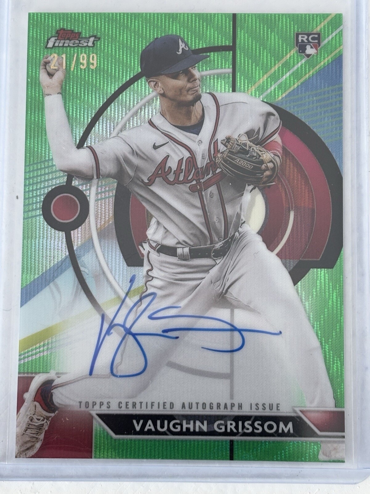 2023 Topps Finest Vaughn Grissom Auto Green Wave Refractor RC #21/99 #FA-VG