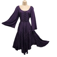 Bohemian Dress Lace up Cadbury Purple Asymmetric Bell Sleeve One Size 12 14 16
