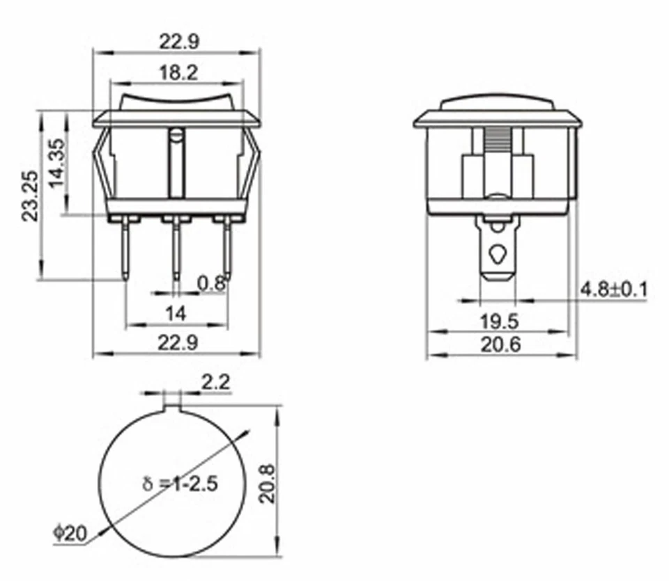 Interruptor basculante redondo de encendido/apagado de luz de neón roja 10x SPST 6A/250V 10A/125V AC Foto 3 de 4