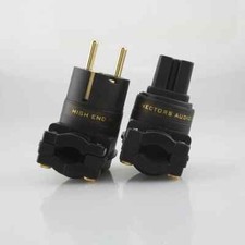 24k Gold plated Right Angle EU Schuko Plug IEC C13 Socket HIFI Power Connector