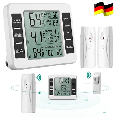 NULLNET Kühlschrankthermometer Gefrierschrankthermometer Alarm digital Funk Thermometer