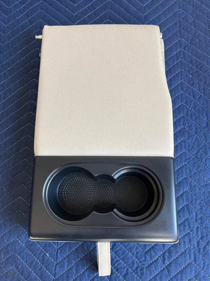 VW OEM Rear Center Armrest with Cup Holder Beige Leather VOLKSWAGEN Jetta 2012 - Image 2 of 4