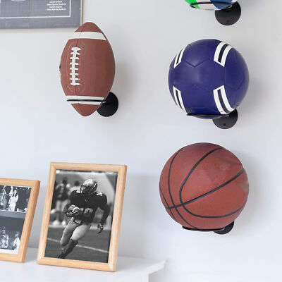 2x Wall Mounted Basketball Storage Rack Iron Football Display Shelf Ball Holder 