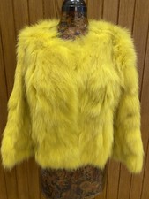 Miss Sixty Yellow Fur Short Jacket Size L/ Uk14