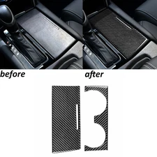 Real Carbon Fiber Console Water Cup Holder Cover Trim For Cadillac XTS 2013-2019