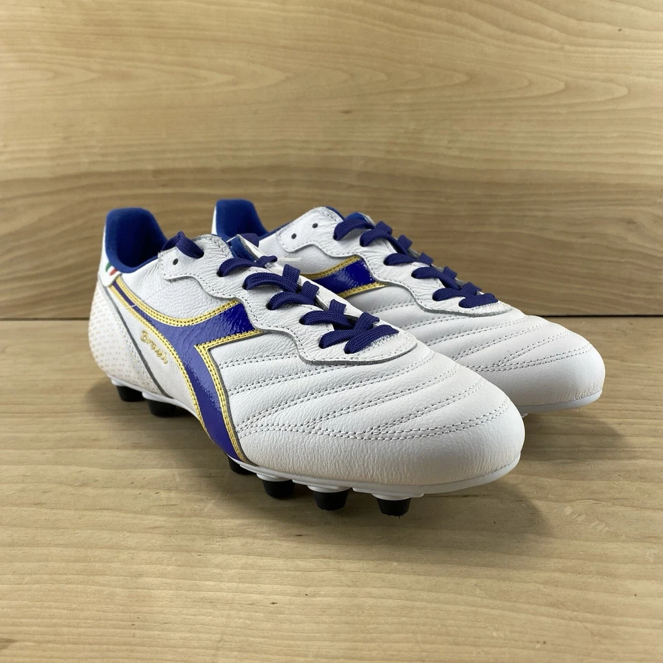 Botines de fútbol Diadora Brasil Italia OG GR LT+ MDPU talla 8,5 para mujer blanco azul dorado Foto 4 de 4