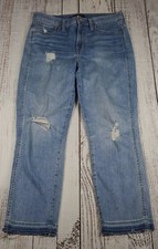 J CREW JEANS VINTAGE STRAIGHT DISTRESSED RELEASED HEM WOMEN'S SIZE 28 STRETCH
