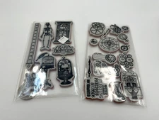 Set of 2 Cling Stamp Sets by GRAPHIC45, USED, Rare Curiosities & Clocks, RARE  