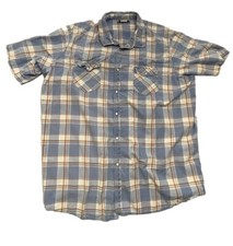 Plaid Men  s 3xl Button Up Short Sleeve Pearl Snap Western Shirt