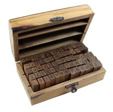 70pcs/set Wooden Box multipurpose Number Alphabet Letter Wood Rubber Stamp New