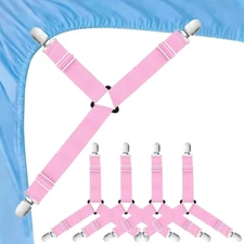 4Bed Sheet Fasteners Adjustable Elastic Suspenders Straps Mattress Covers Clips