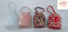 Potli Bag Indian Bridal Purse Handbag Gold Velvet Embroidery Designer Pouch Bag