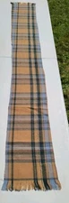 Vintage 100% Acrylic Scarf Brown Blue Black 60" X 8" Fringed Winter RN 55281
