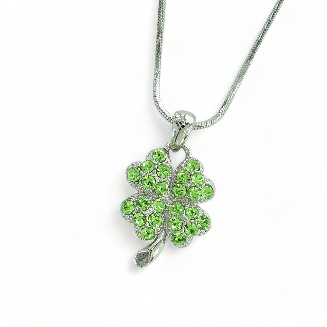 Shamrock Swarovski Crystal Light Green Pendant Necklace Chain