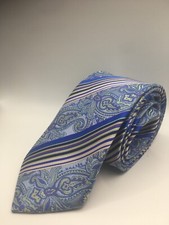 Steven Land Blue Paisley and Diagonal Stripes Men's Tie.