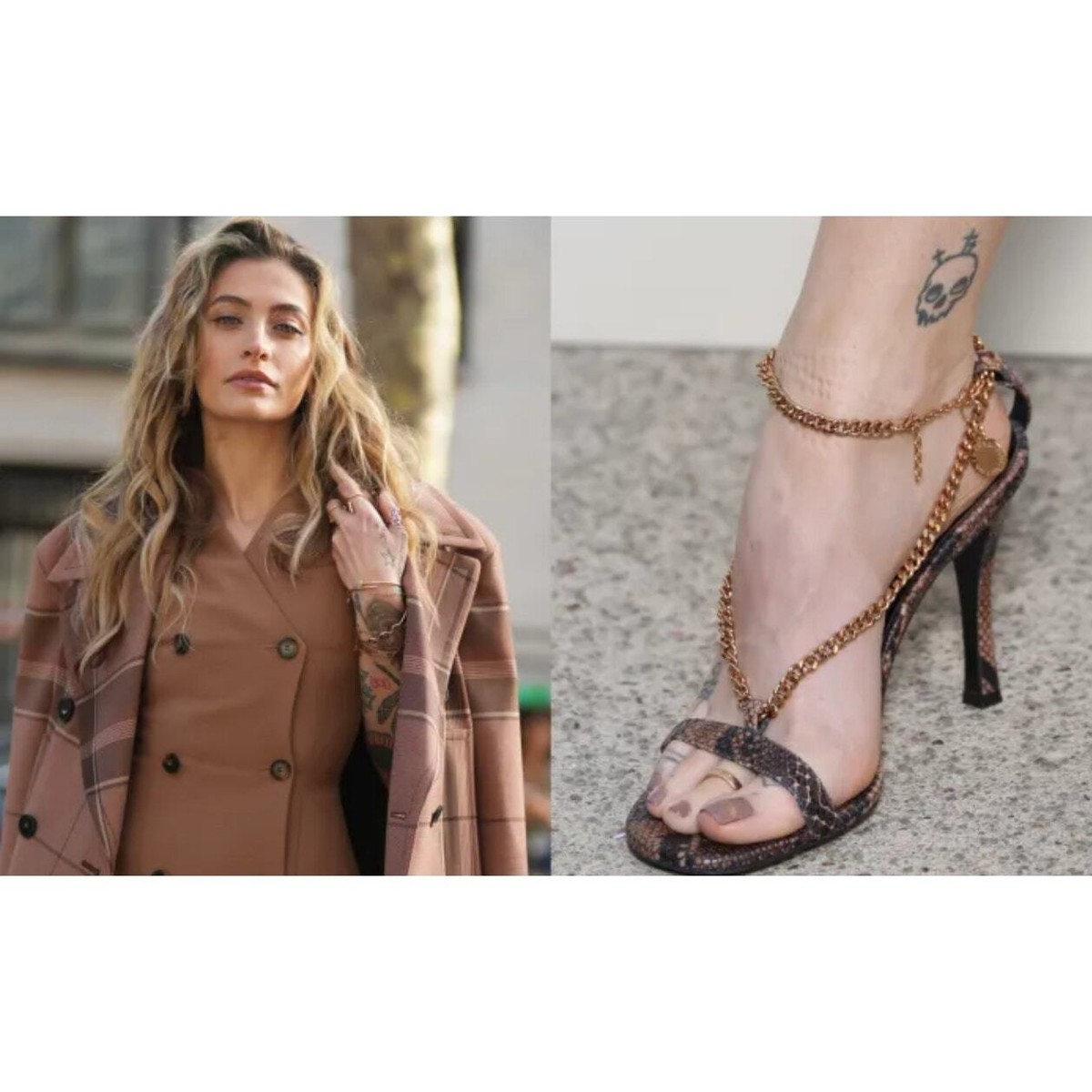 Stella McCartney Stella 100 Reptile Print Heel Sandals Chain Strap