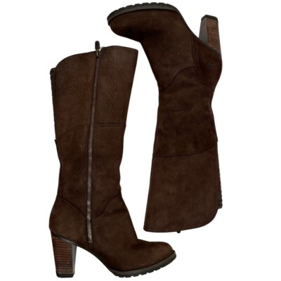 Timberland Zip Boot, US 6 Womens 'EK Stratham Heights Tall WP' Dark Brown