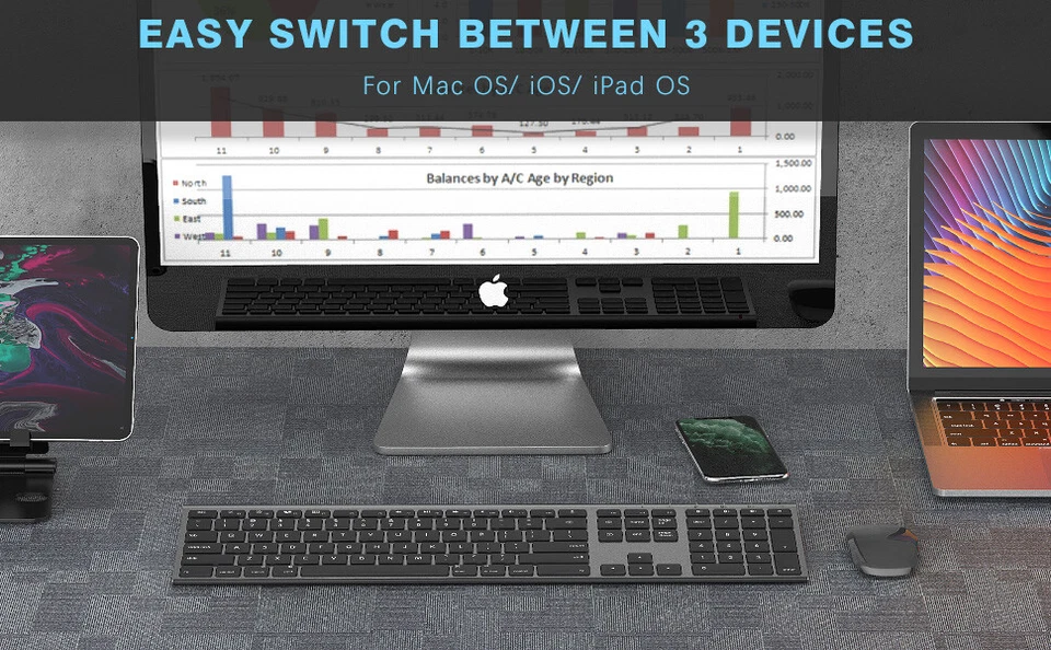 Multi-device keyboard for Mac OS/iOS/iPad OS - Jelly Comb Bluetooth keyboard  - Image 2 of 4