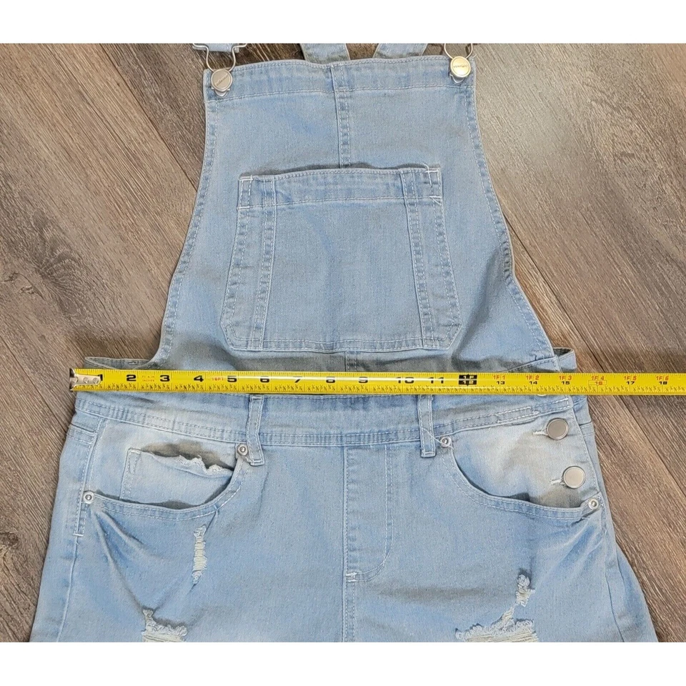 Mono corto para casa de muñecas para mujer junior 7/8 azul envejecido denim lavado claro Foto 3 de 4