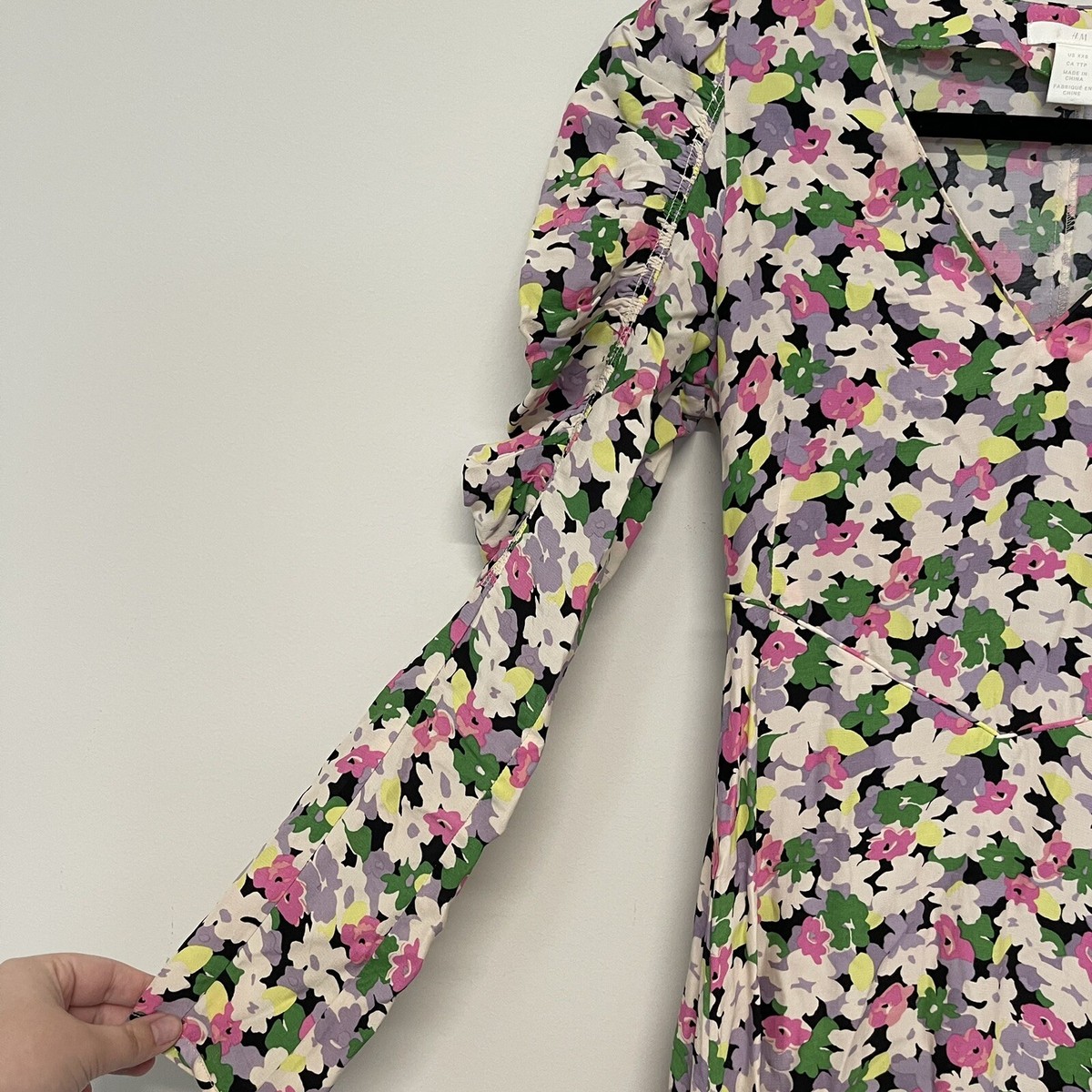 H&M Floral Print Colorful Long Sleeve Dress Women's Size XXS Blogger Fave |  eBay