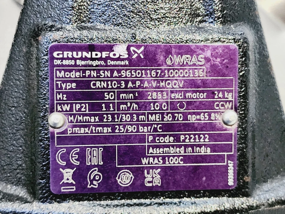 GRUNDFOS CRN10-3  Centrifugal Multistage Feed Pump 1.1 kw,  " NEW OPEN BOX  #1 - Image 2 of 4