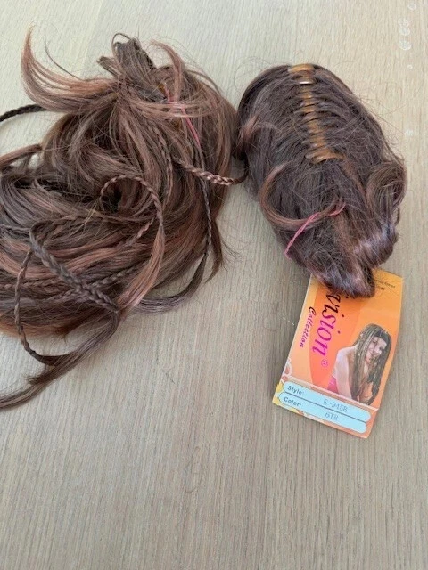 Nuevo Lote de 2 Accesorios para el Cabello Clip de Extensión Pan ondulado Cola de Caballo Trenza Marrón Foto 2 de 4