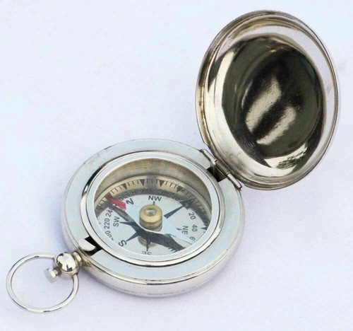 Nautical Brass Compass Push Button Compass Marine Pocket Compass - Picture 4 of 4
