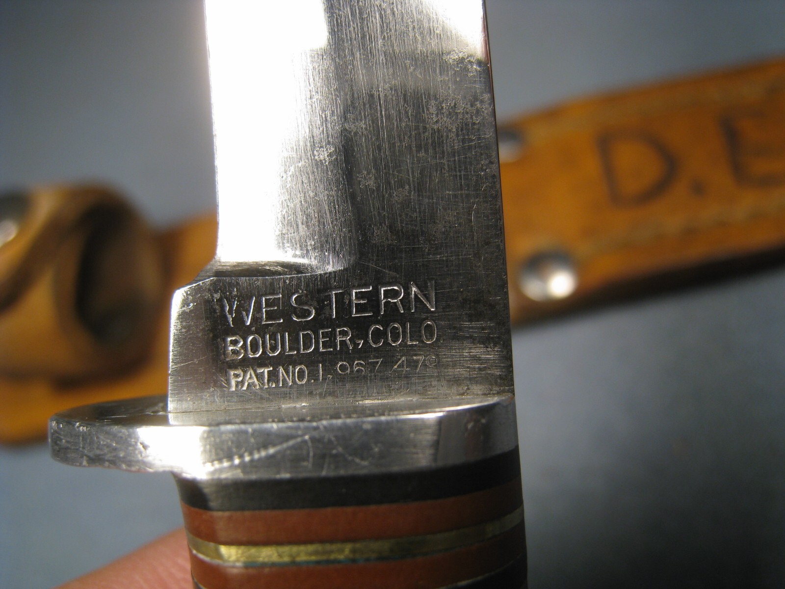 Vintage Western Hunting Knife with Pearl Handles & Original Sheath 7 3/